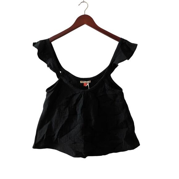 NWT- Marine Layer Jude Flutter Sleeve Tank Black Gauze Retail $78 Size Large - Picture 1 of 7